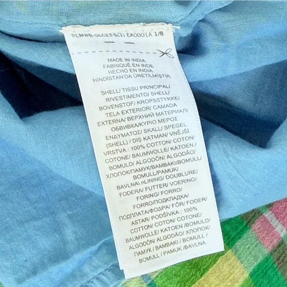 Lauren Ralph Lauren Plaid Off Shoulder Dress Multicolor Madras Plaid Dress 10 - Picture 12 of 16